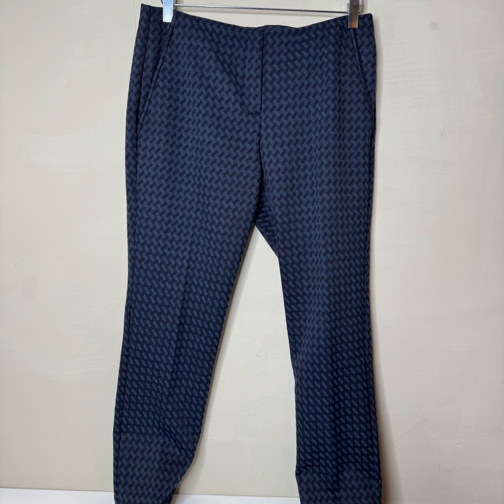 Theory Classic Slim Crop Jacquard Pant Dark Blue cuffed size 6